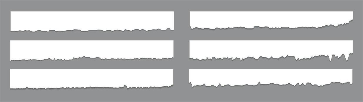 Set of torn paper strips for design, torn edge for messages and torn notes vector