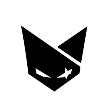 un sorprendentes, angular logo de un gato o zorro rostro, a menudo asociado con un ninja o secreto agente. caracteristicas feroz ojos y un estrella detalle, simbolizando sigilo y velocidad. vector