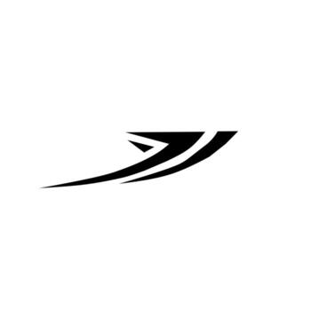 Dynamic, abstract black mark resembling a stylized swoosh, fast movement, or futuristic wing shape. A modern, minimalist symbol of speed, energy, progress, and flight. vector