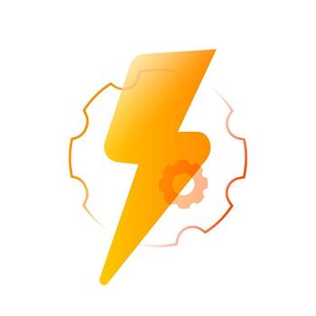 illustration of lightning bolt and gear symbol. fast process, high performance system, efficient technology. for concepts related to speed optimization, automation, productivity, and innovation vector