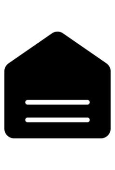 Solid black envelope symbol with two parallel lines. Filled mail icon resembling a simple closed letter. Dark abstract envelope with an equals sign. vector