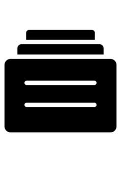 Solid dark icon of three stacked archive boxes. Filled symbol for file organization and storage. Minimalist document management and layered data. vector