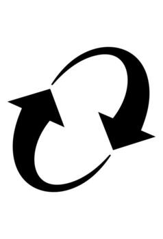 dos curvo flechas formando un cíclico movimienot. negro símbolo para bucle, intercambio, o reciclar. flechas denotando circular o continuo fluir. vector