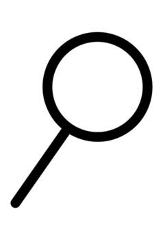 Outline of a minimalist magnifying glass icon. Line art symbol for searching or zooming function. Simple round glass on a diagonal handle. vector