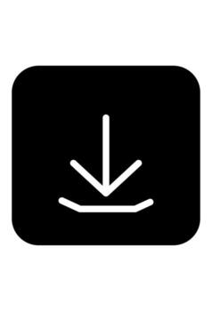 Solid download icon in a rounded square shape. Filled dark symbol for data transfer or saving. Minimalist graphic for digital file acquisition. vector