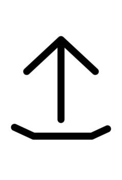 Outline icon of an upward arrow and a tray. Minimal line art symbol for uploading data. Arrow pointing up from a platform or base. vector