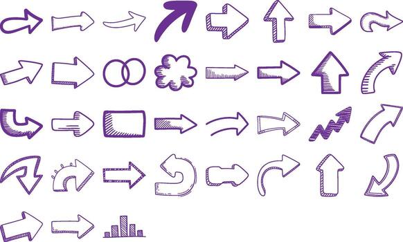 Trendy sketched arrow collection showing direction and flow, perfect for design vector