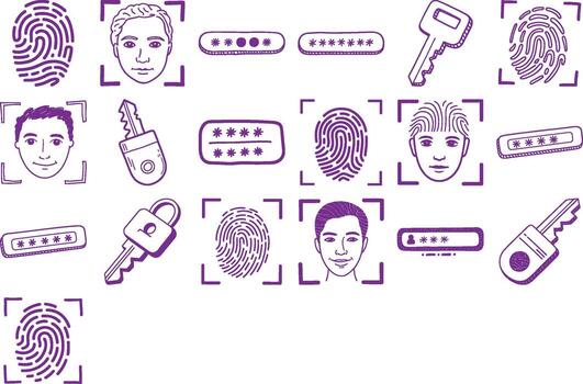 Secure your data with modern biometric and password authentication technology solutions vector