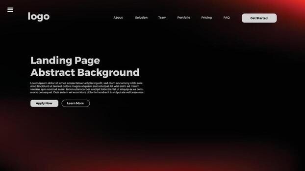 un limpio, moderno sitio web aterrizaje página modelo con un oscuro antecedentes y sutil rojo brillo. Perfecto para exhibiendo tecnología, diseño, negocio, o resumen conceptos. vector