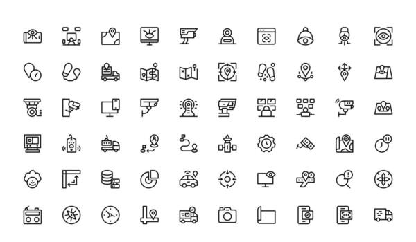 gps map icons, position tracking line art, destination pointer icons vector