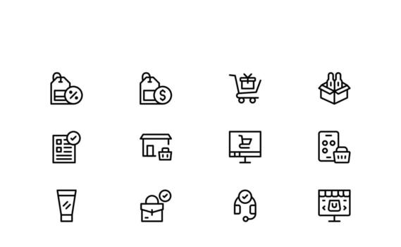 Smart Warehouse Line Icon Set with precise, modern line art suitable for supply chain and delivery visuals. vector
