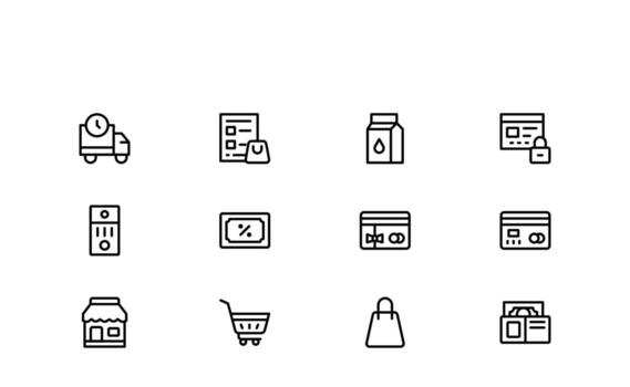 Storage and Distribution Line Icon Collection with minimalist, clean icons for logistics, freight, and stock control themes. vector