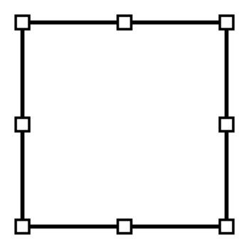 Clean square frame with eight rounded nodes, perfect for tech, UI, or abstract design themes. Balanced layout for modern visual concepts. vector