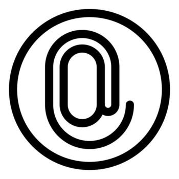 Modern at symbol enclosed in a circle, ideal for digital branding, email icons, tech interfaces, or online communication visuals with bold minimal style. vector