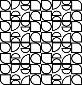 Black geometric pattern with quarter and half circles arranged in a grid, perfect for modern backgrounds, packaging, branding, or abstract design themes. vector