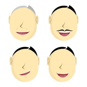mínimo dibujos animados cuadrícula de expresivo masculino caras con variado peinados y sonrisas, ideal para avatar conjuntos, emoción diseño, personaje marca, y juguetón contenido temas vector
