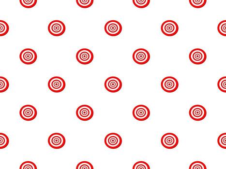 sin costura cuadrícula modelo de rojo concéntrico objetivos en blanco fondo, Perfecto para temas de precisión, repetición, enfocar, y moderno geométrico superficie diseño. vector