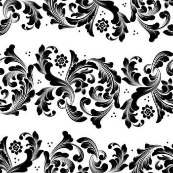 damask seamless pattern element on black colour vector