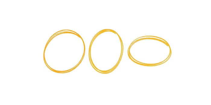 Print Hand drawn oval and circle highlight marker shapes sketch style illustration vector