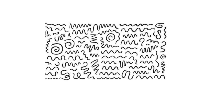 Print Abstract hand drawn lines squiggles and waves doodle elements vector