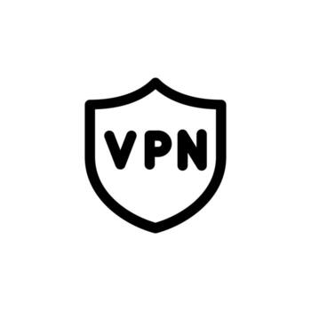 Minimal Line VPN Black Outline Icon for Secure, Encrypted, and Safe Connection App vector