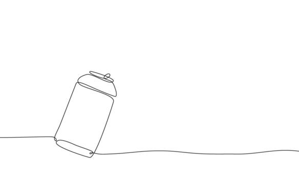Continuous line drawing of Soda Can on white background. vector