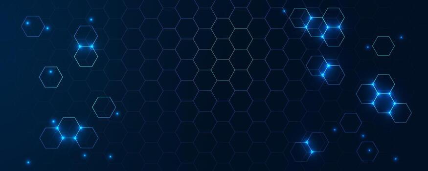 Modern tech background with abstract blue hexagon design. Geometric banner for medical, science, bio. vector