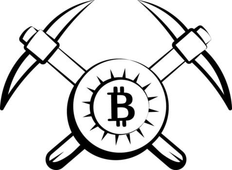 mano dibujado estilo icono representando bitcoin minería vector