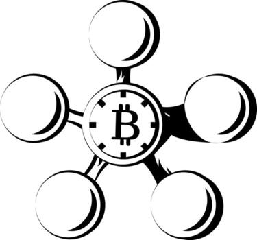 A drawing style icon showing bitcoin network vector