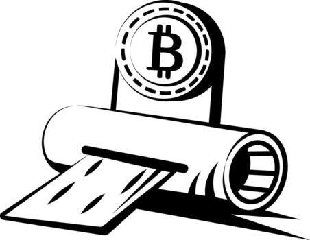 un dibujo estilo icono demostración bitcoin declaración vector