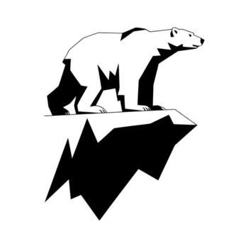 Geometric Polar Bear on Angular Cliff Design vector
