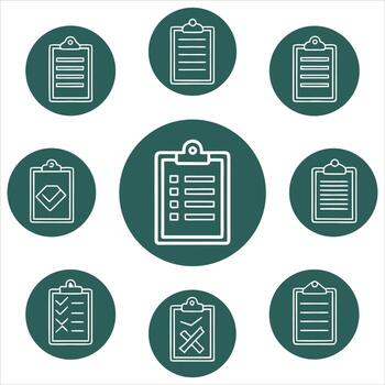 portapapeles íconos Lista de Verificación tarea lista documento vector
