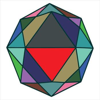 Faceted geometric shape colorful abstract polygon vector
