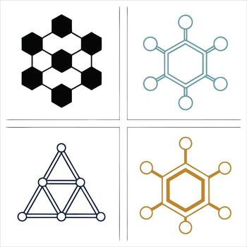 Molecular structures geometric shapes abstract science molecules vector