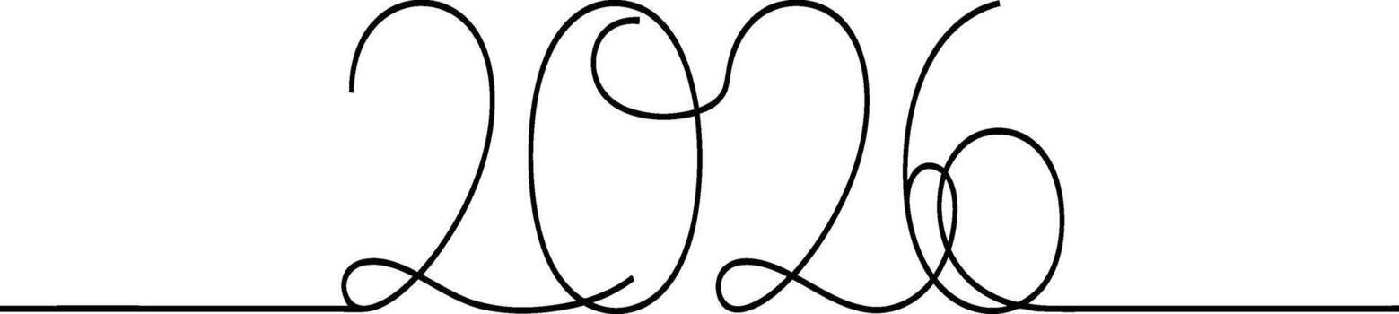 un minimalista linea sola dibujo de el números 2026, creando un moderno y artístico representación de el próximo nuevo año. vector