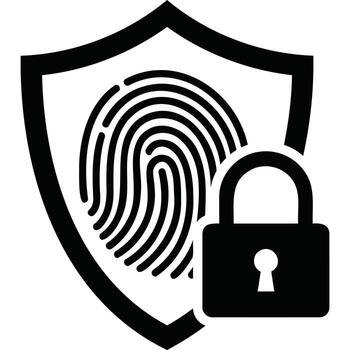 Fingerprint Security Shield Icon padlock lock protection privacy data vector