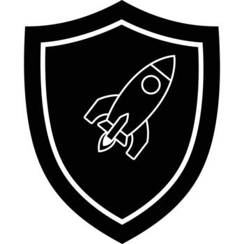Rocket Launch Protection Shield Icon security innovation startup business vector