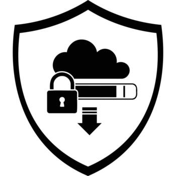 Secure Cloud Data Download Icon security protection shield padlock vector