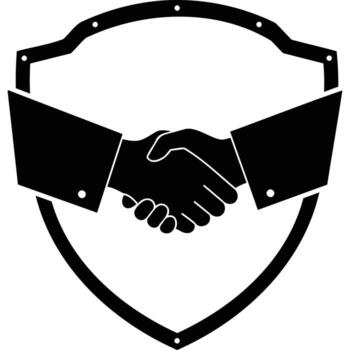 Handshake Protected by Shield Icon protection security safety partnership vector