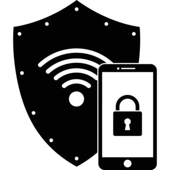 Secure WiFi Smartphone Protection Icon security shield padlock internet vector
