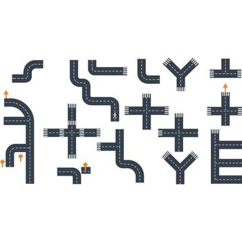 Road Network Elements Design Your Own Traffic Layout vector