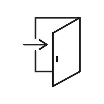 Open Door With Arrow Line Icon. Exit, Entry, And Navigation Outline Symbol. Directional Guidance And Accessibility. Editable Stroke. Isolated Illustration vector