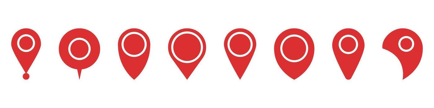 Location Pointer and Map Pin Marker Solid Icon Set. Navigation Geolocation Destination Position Drop Silhouette Symbol Collection. Isolated Illustration vector