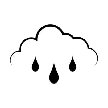 Rain cloud icon with three falling drops, weather symbol, cloud with rain vector