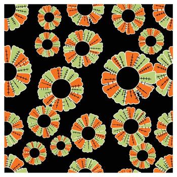 Cute spooky seamless halloween pattern on a dark background. A festive design with mysterious colours for a scrapbook invitation. 19 vector