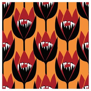 A mysterious halloween pattern with creepy flowers. This spooky background is a seamless festive design that evokes fear and imagination vector