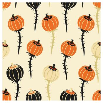 Creepy pumpkin pattern with a seamless halloween design, this festive background with mysterious colours has a spooky vibe for any invitation vector