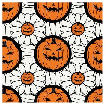 A cute spooky halloween pattern with a festive design. This seamless pumpkin pattern creates a mysterious spooky background vibe vector