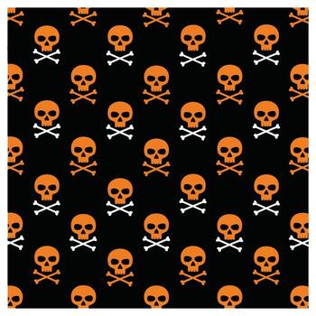 Creepy skull pattern for a seamless halloween design. This spooky background with festive colours creates a mysterious halloween texture vector