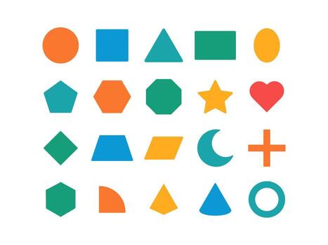 Abstract colorful geometric shapes set of illustration trendy minimal patterns modern design elements pack vector